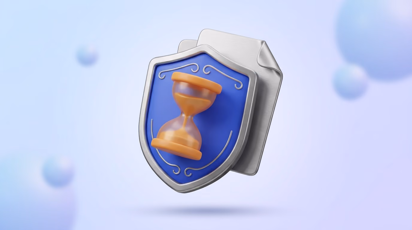 A 3D calendar and clock in orange tones, representing employment verification deadlines