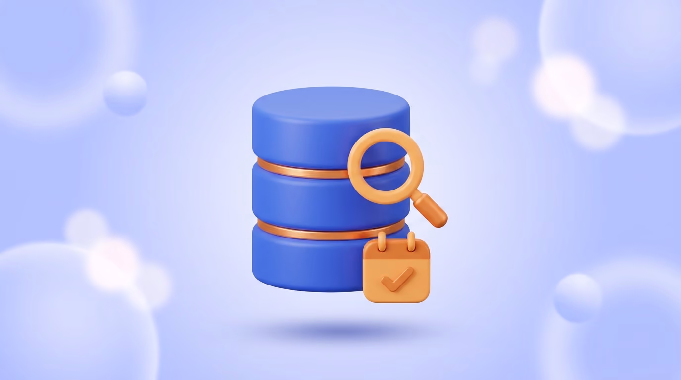 A 3D database record and magnifying glass, representing the FMCSA Clearinghouse annual query