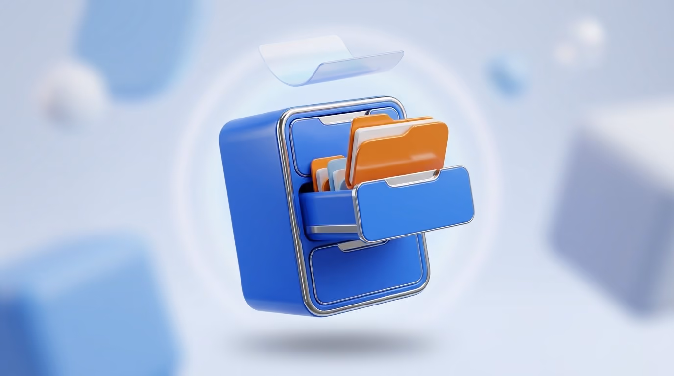 A 3D filing cabinet with a folder rising out of it, representing employment records