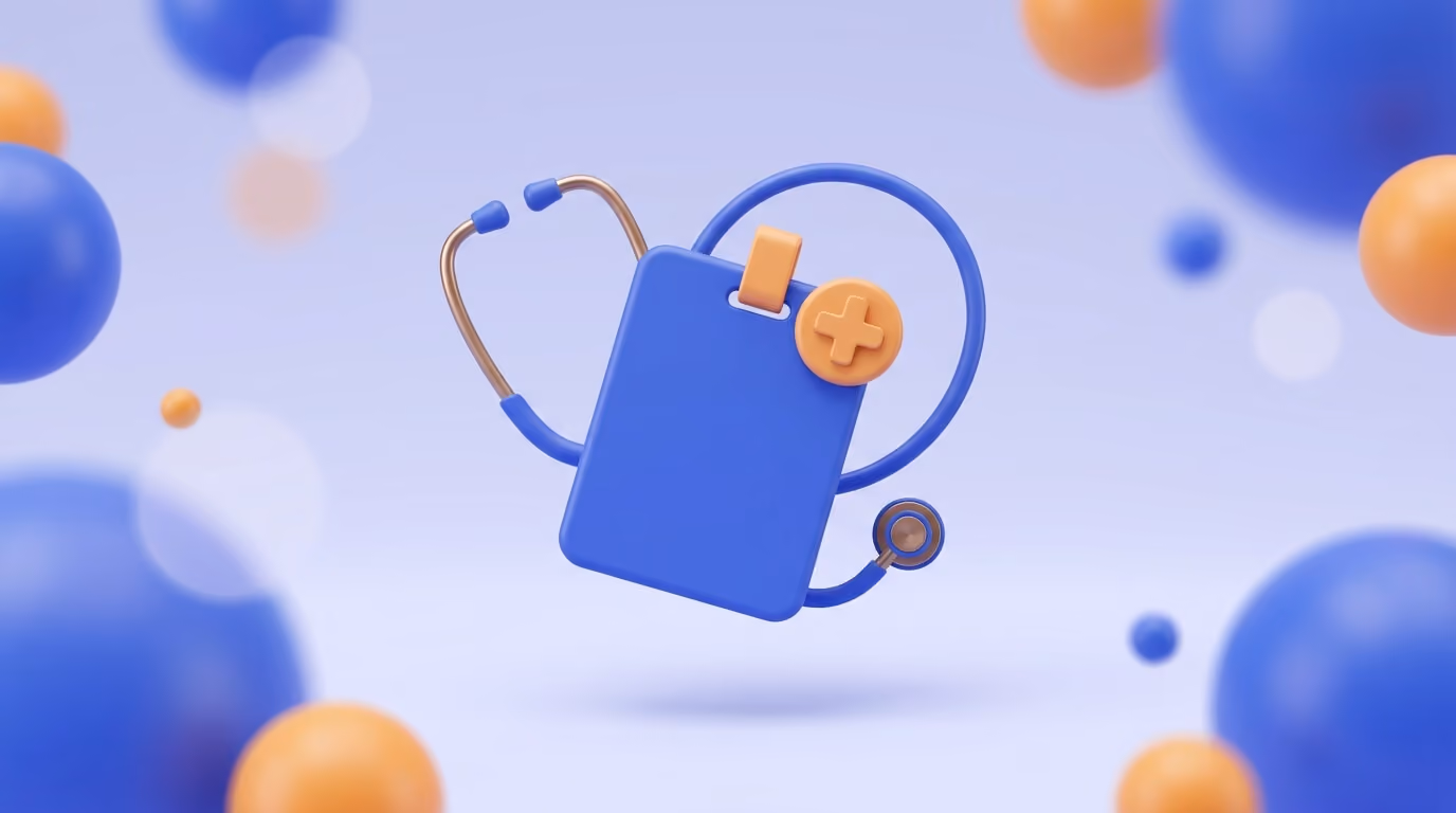 A 3D medical certificate and stethoscope, representing CDL medical card requirements for employers